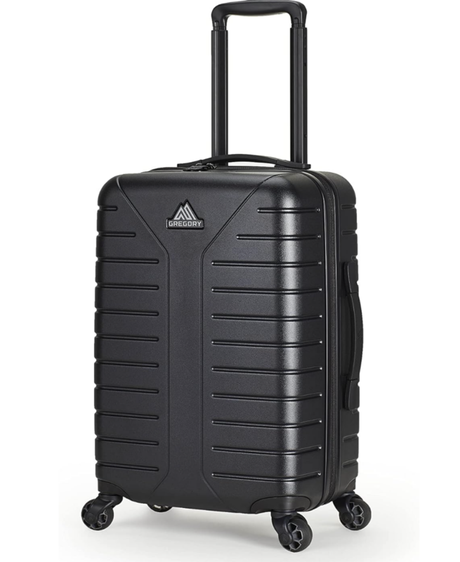 Gregory Quadro Hardcase 22 Inch Hardshell Carry-on Travel Luggage, TSA Lock, Collapsible Handle, Total Black